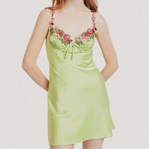 Luxe Satin Dress with Floral Accents